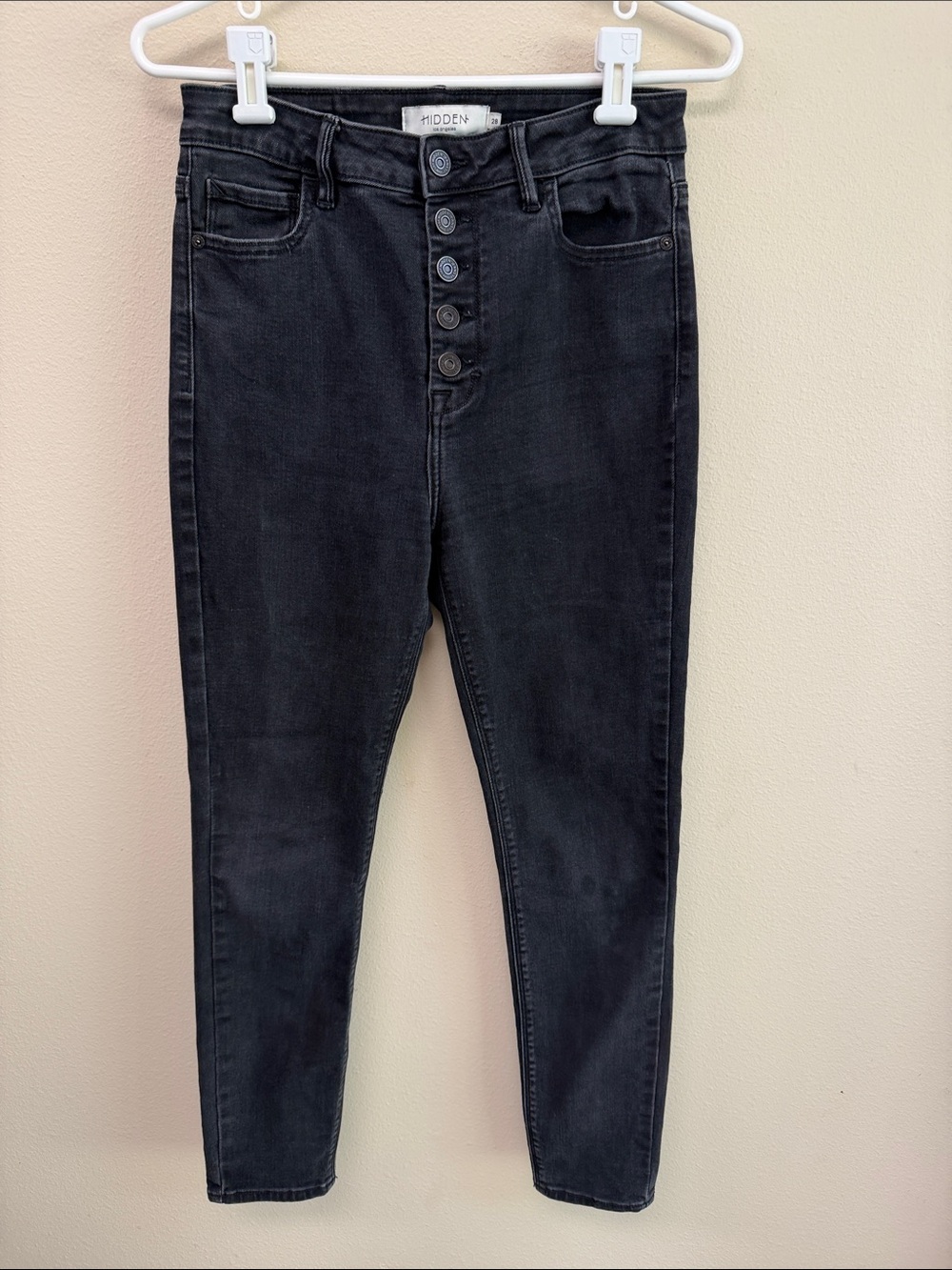 Hidden Los Angeles Black denim Button Jeans Sz28